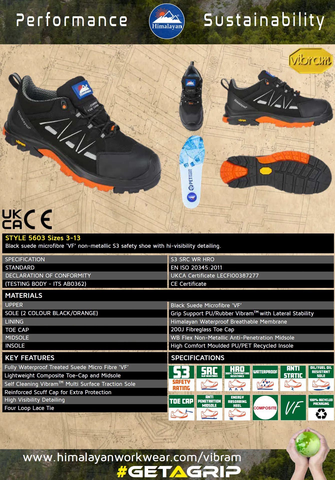 Himalayan Vibram 5603 Composite, Waterproof Black Safety Hiker Shoe